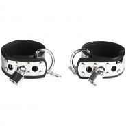 Rimba Ankle Cuffs in Leather and Metal with Padlock