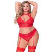 Seven ‘til Midnight Halterneck Bra Set Plus Size Red