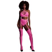 Ouch! Glow in The Dark Neon Pink Crop Top and Stockings