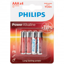 Philips LR03 AAA Alkaline Batteries Pack of 4  1