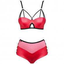 Obsessive Leatheria Red Bra Set