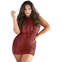 Allure Diva Rayna Red Leopard Lace-up Teddy Plus Size