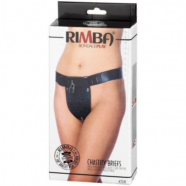 Rimba Leather Chastity Belt for Women Open Front S/M product packaging image 90