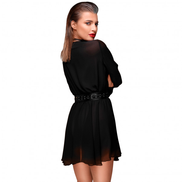 Noir Handmade Chiffon Mini Dress with Choker  2