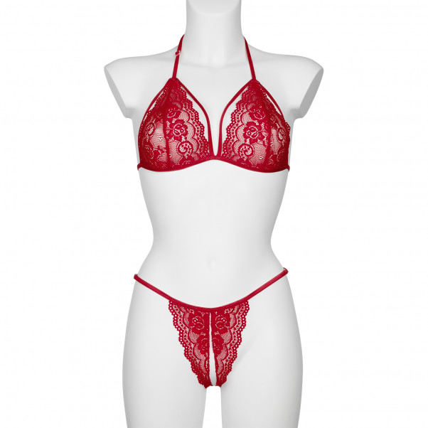 Nortie Friia Red Bra and Crotchless G-String Set 4