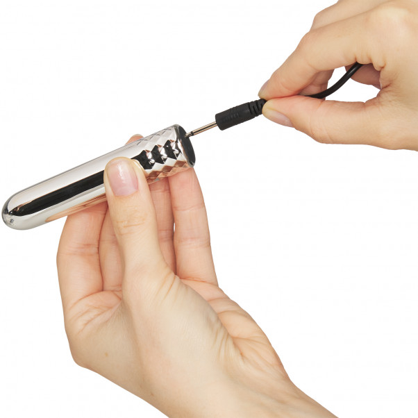 Sinful Double Trouble Rechargeable Rabbit and Wand Bullet Vibrator Set product held in hand 53