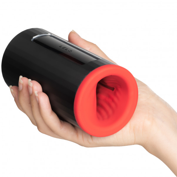 LELO F1S V2 Red Pleasure Console Masturbator Product picture with hand 50