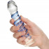 Icicles No 5 Blue Glass Dildo product held in hand 50